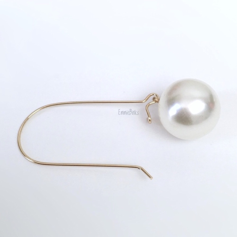 New Threader Style Pearl Drop Dangle Earrings - Kidney Wire Dangle - Picture 7 of 16